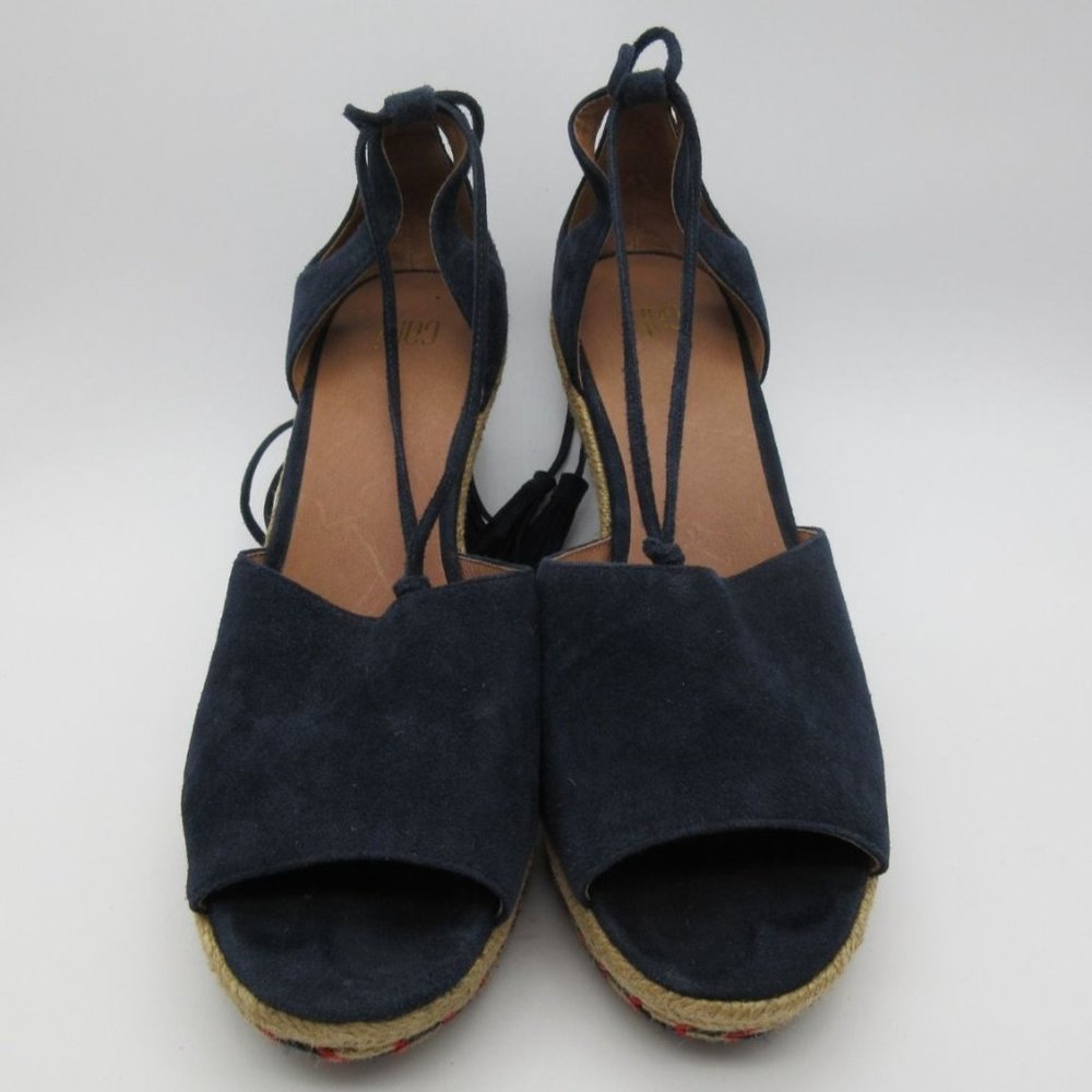 Cabi navy‎ leather Isla wedge espadrilles sandals